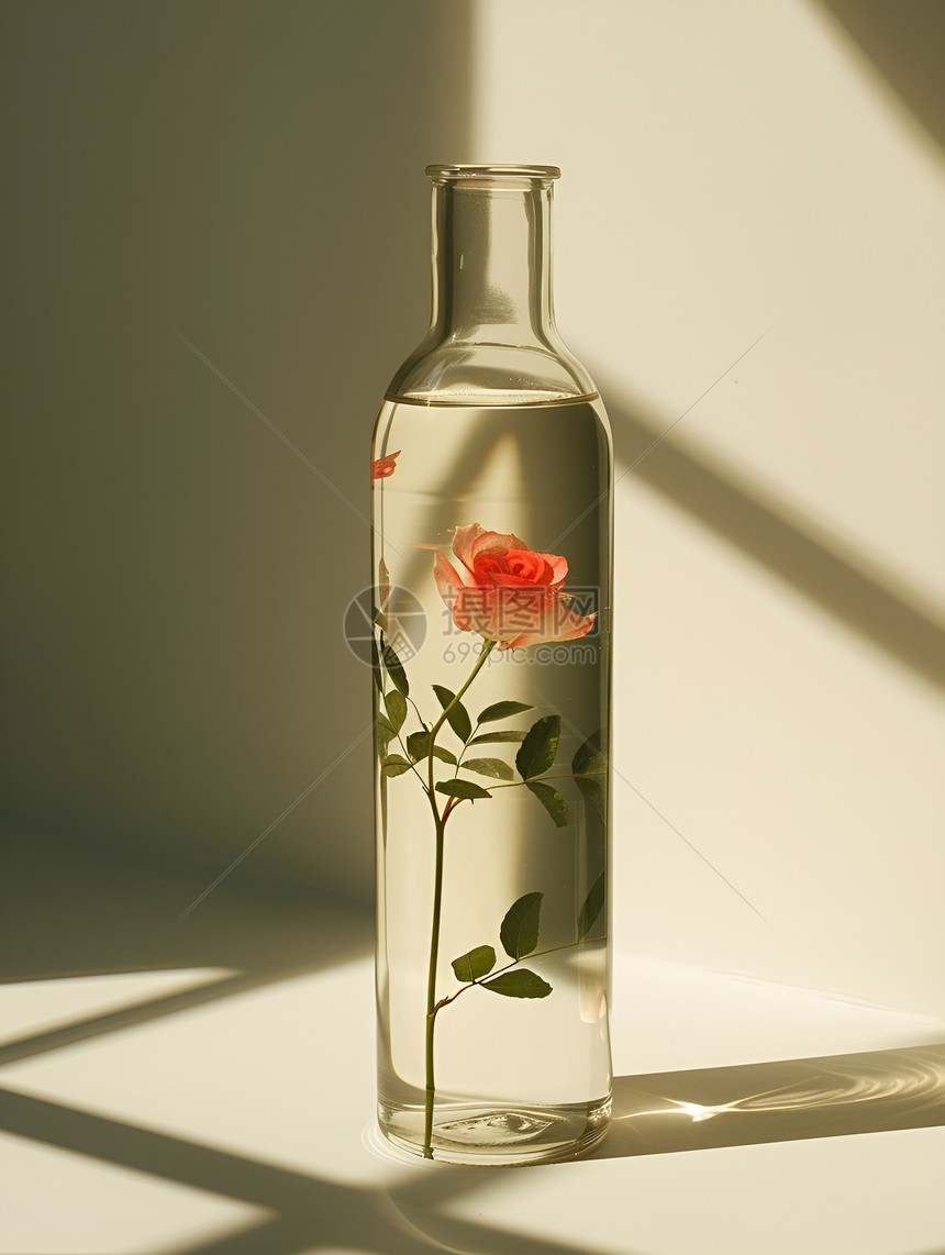 玫瑰瓶中的洗发水图片