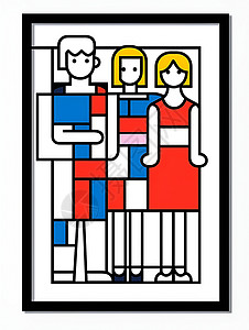 家庭三人插画背景图片
