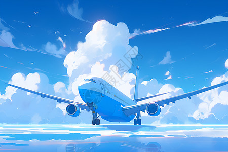蓝白相间的飞机背景图片