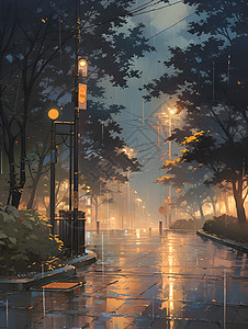 夜雨街道背景图片