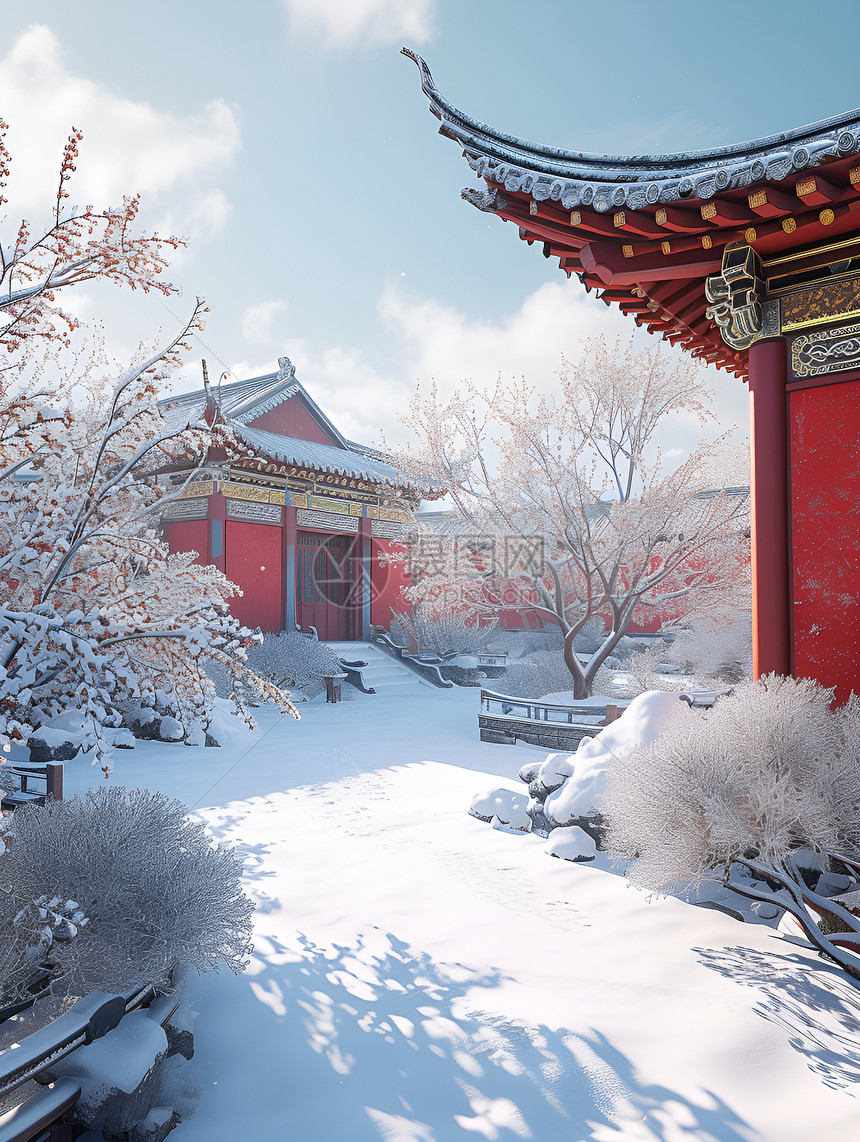 冬日宫殿雪景图片
