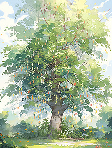 枝繁叶茂的树背景图片