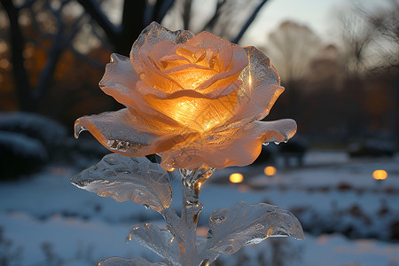 冬日冰雕玫瑰设计图片