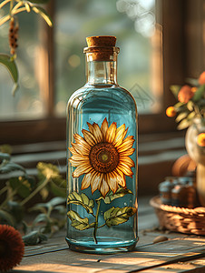 荷花装饰花朵美丽的瓶子设计图片