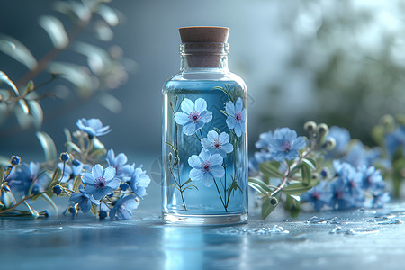 玻璃瓶子里的花朵背景图片