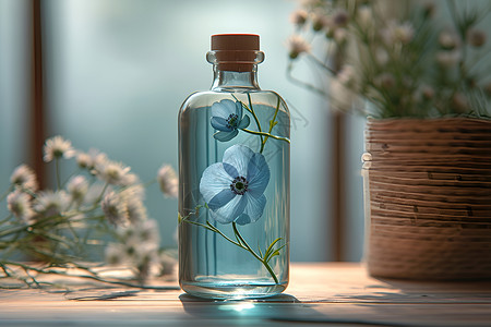 瓶中少女瓶中美丽的花朵设计图片