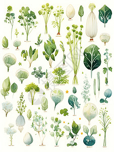 手绘植物插画背景图片