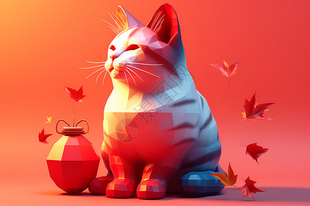 丰富色彩中的奇幻猫咪背景图片
