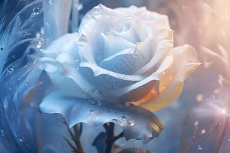 玫瑰上的水滴背景图片