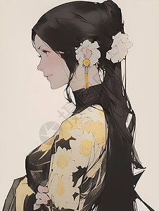 女性佩戴着传统发饰背景图片
