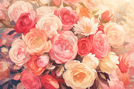 精致唯美的玫瑰花束背景图片