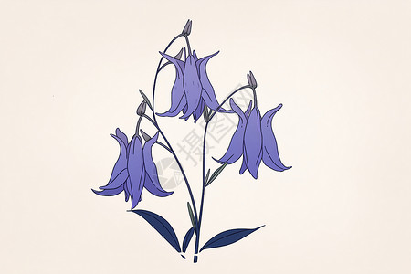 白色紫色美丽白色背景中的紫色花朵插画