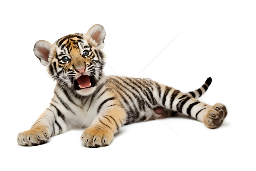 白色背景中凶猛的老虎图片
