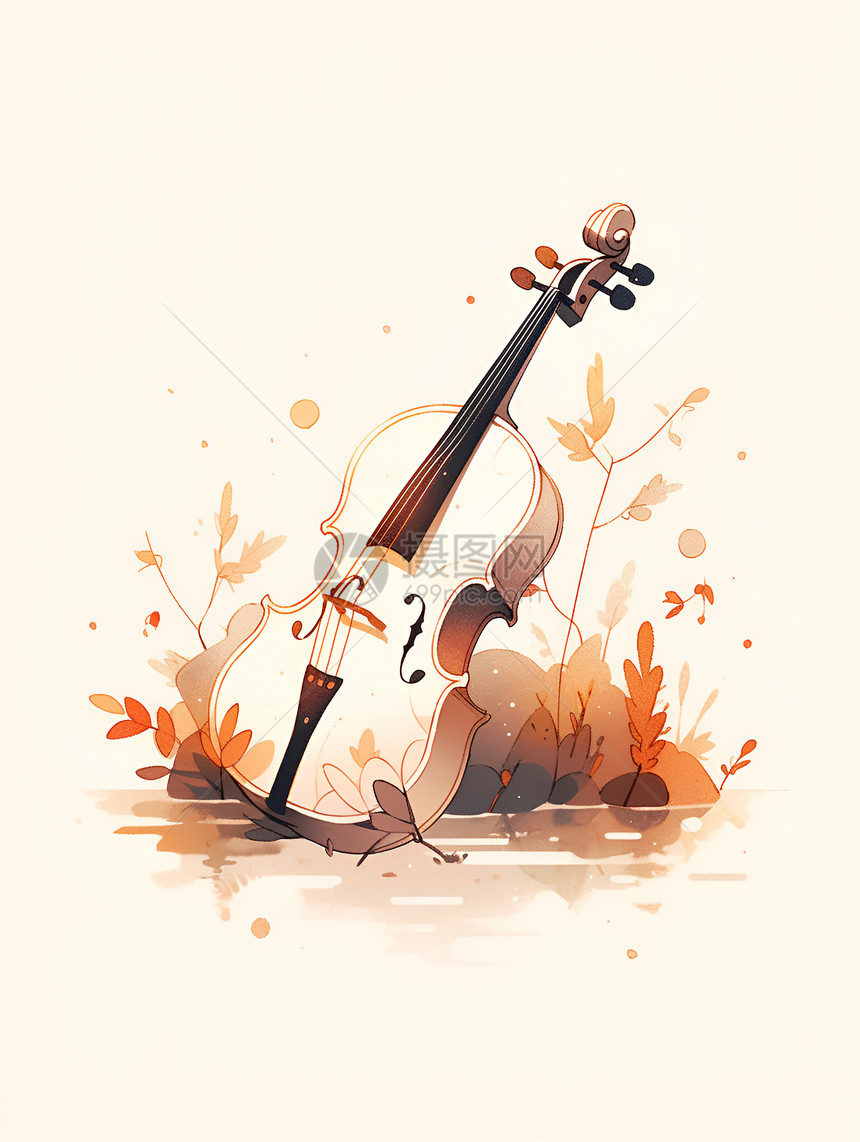 草坪上的小提琴图片