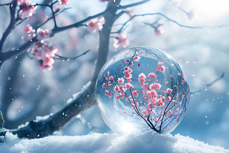 桌上冰球神奇的冬季风景设计图片