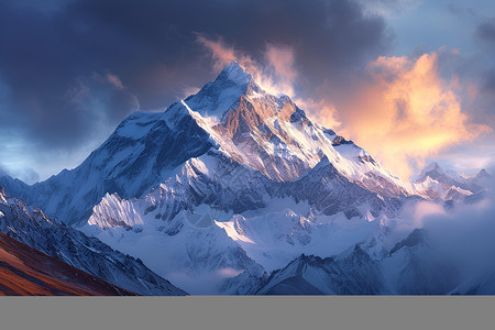 冲破云霄傲立云霄的雪峰背景