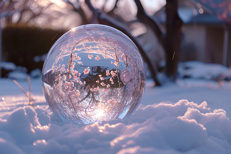 梦幻的雪球与梅花设计图片