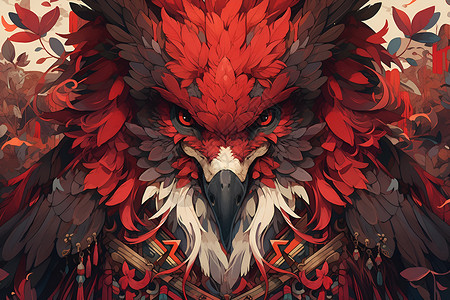 印尼海神庙红鸟印尼风情插画