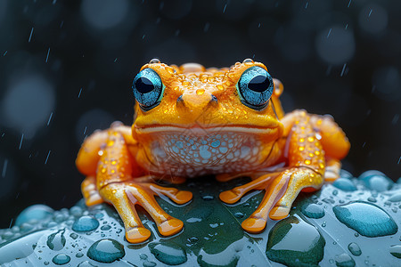 雨中的青蛙之美背景图片