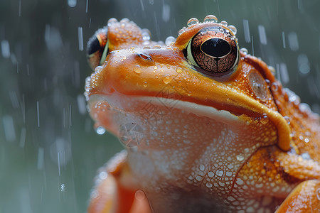 青蛙身上有雨滴背景图片