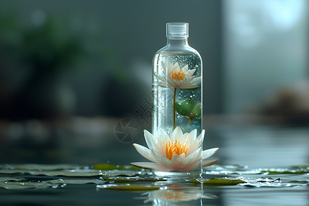 液体瓶瓶中莲花设计图片