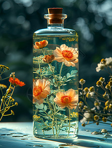 瓶中的花朵背景图片