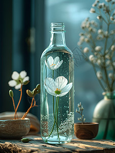 玻璃瓶中的小花朵背景图片
