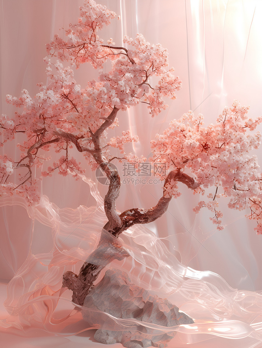盛开的粉色树图片