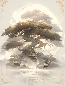梦幻中的中国树背景图片