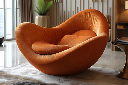 沙发椅房间里的橙色时尚椅背景