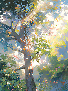 阳光下的大树背景图片