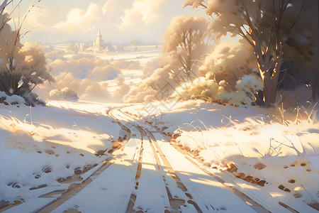冬雪中的旅程背景图片
