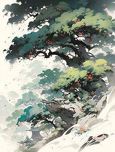 林间大树背景图片