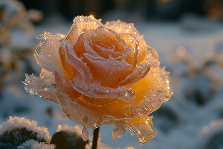 冰冷的精美的冰雕花朵插画