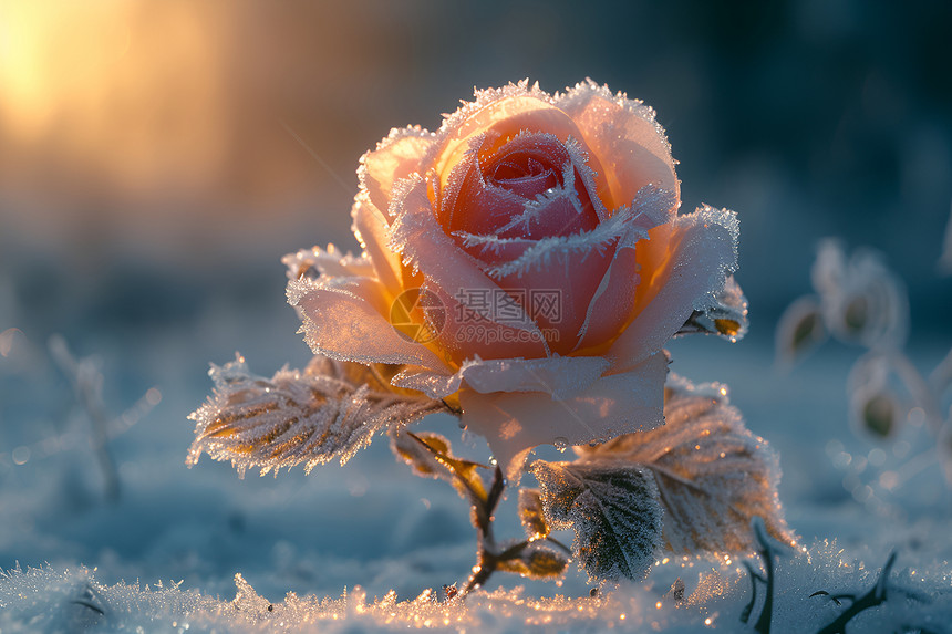 寒冷中的玫瑰图片