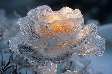 冰雕玫瑰的静谧之美背景图片