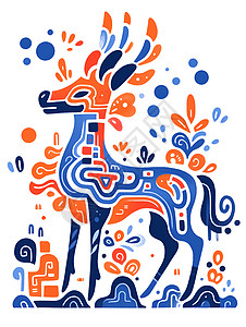 多彩的中国鹿图背景图片