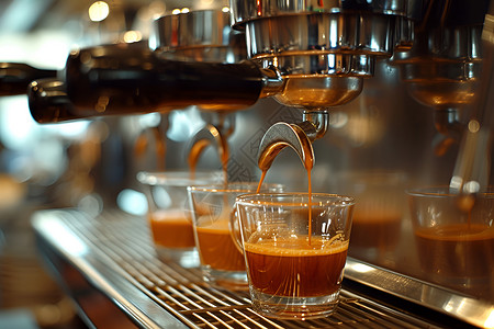 新鲜咖啡豆咖啡倒入玻璃杯中背景