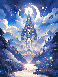蓝色梦幻城堡背景图片