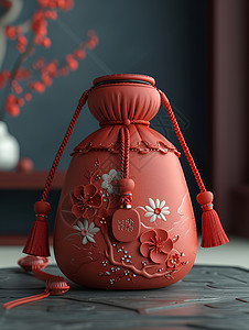 红色中国福袋的独特风格背景图片