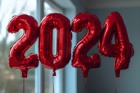 红色不字素材红色2024气球字背景