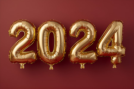红金喜庆龙年2024金色气球字体背景