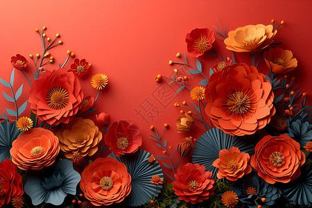 红色主题的花卉背景图片