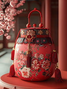 红色花纹福袋背景图片
