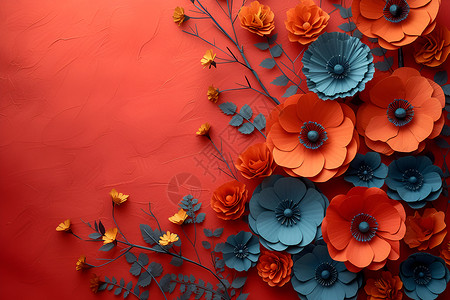 多彩纸艺花朵背景图片
