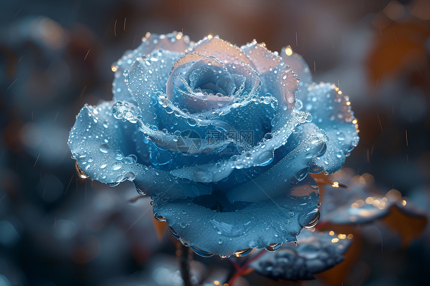 冰蓝色的破碎玫瑰图片