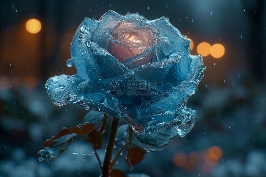 冰蓝色的玫瑰之美图片
