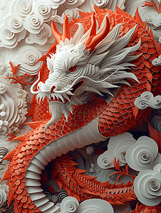中国雕刻纸刻龙艺术插画