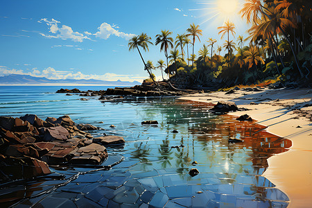 热带海滩美景背景图片