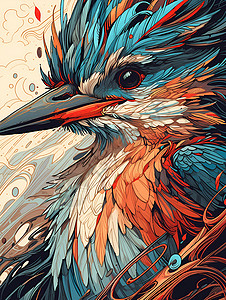 彩色的鸟类插画背景图片